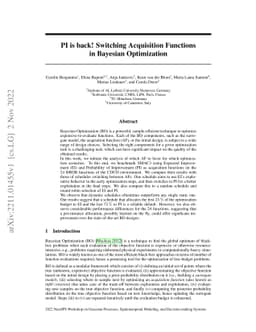PI is back! Switching Acquisition Functions in Bayesian Optimization