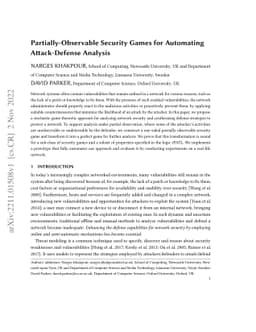 Partially-Observable Security Games for Automating Attack-Defense
  Analysis