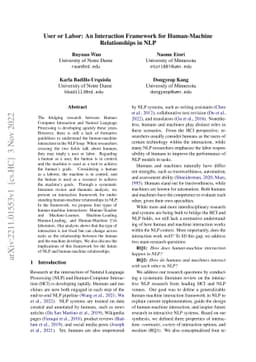 User or Labor: An Interaction Framework for Human-Machine Relationships
  in NLP