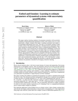 Embed and Emulate: Learning to estimate parameters of dynamical systems
  with uncertainty quantification