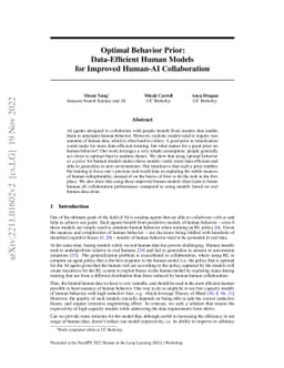 Optimal Behavior Prior: Data-Efficient Human Models for Improved
  Human-AI Collaboration