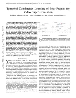 Temporal Consistency Learning of inter-frames for Video Super-Resolution