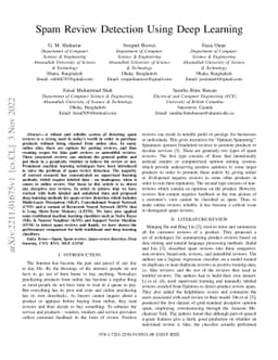 Spam Review Detection Using Deep Learning