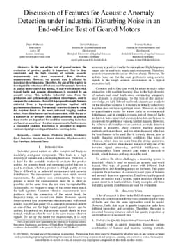 Discussion of Features for Acoustic Anomaly Detection under Industrial
  Disturbing Noise in an End-of-Line Test of Geared Motors