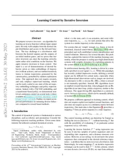 Learning Control by Iterative Inversion