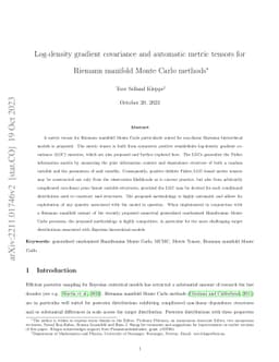 Log-density gradient covariance and automatic metric tensors for Riemann
  manifold Monte Carlo methods