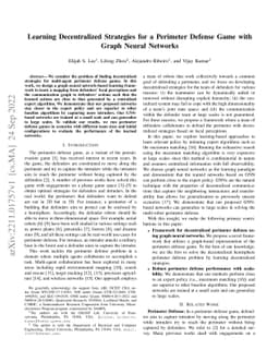 Learning Decentralized Strategies for a Perimeter Defense Game with
  Graph Neural Networks