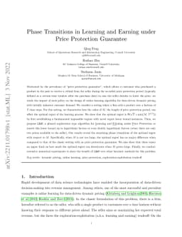 Phase Transitions in Learning and Earning under Price Protection
  Guarantee