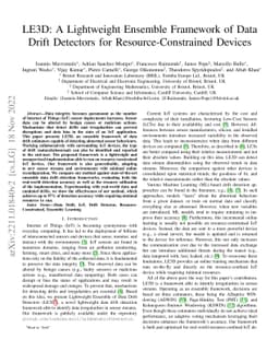 LE3D: A Lightweight Ensemble Framework of Data Drift Detectors for
  Resource-Constrained Devices