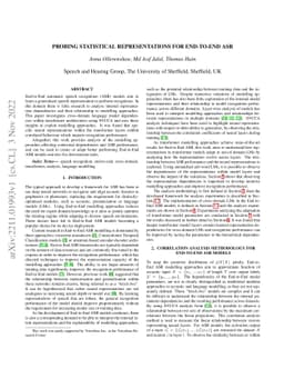 Probing Statistical Representations For End-To-End ASR