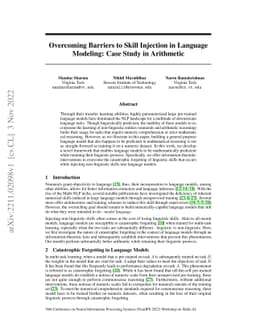 Overcoming Barriers to Skill Injection in Language Modeling: Case Study
  in Arithmetic