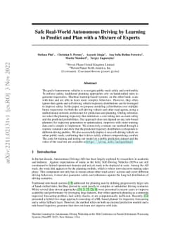 Safe Real-World Autonomous Driving by Learning to Predict and Plan with
  a Mixture of Experts