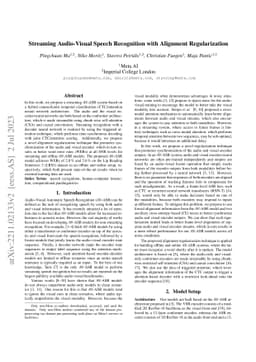 Streaming Audio-Visual Speech Recognition with Alignment Regularization