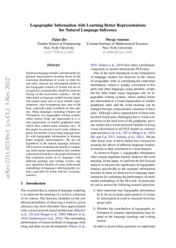 Logographic Information Aids Learning Better Representations for Natural
  Language Inference
