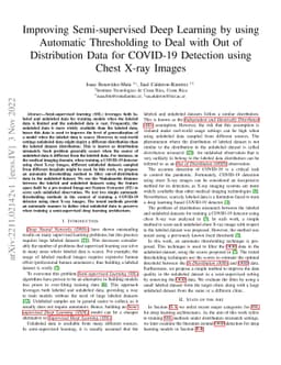Improving Semi-supervised Deep Learning by using Automatic Thresholding
  to Deal with Out of Distribution Data for COVID-19 Detection using Chest
  X-ray Images