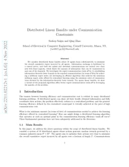 Distributed Linear Bandits under Communication Constraints