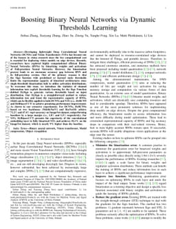 Boosting Binary Neural Networks via Dynamic Thresholds Learning