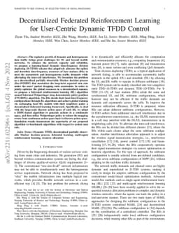 Decentralized Federated Reinforcement Learning for User-Centric Dynamic
  TFDD Control