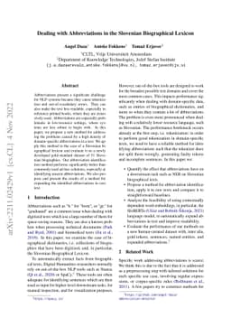 Dealing with Abbreviations in the Slovenian Biographical Lexicon