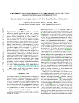 NoreSpeech: Knowledge Distillation based Conditional Diffusion Model for
  Noise-robust Expressive TTS
