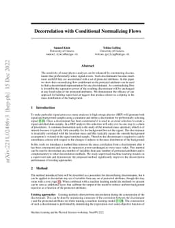 Decorrelation with conditional normalizing flows