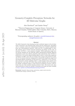 Geometry-Complete Perceptron Networks for 3D Molecular Graphs