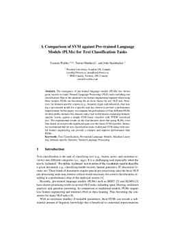 A Comparison of SVM against Pre-trained Language Models (PLMs) for Text
  Classification Tasks
