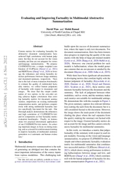 Evaluating and Improving Factuality in Multimodal Abstractive
  Summarization