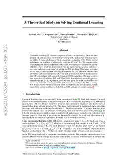 A Theoretical Study on Solving Continual Learning