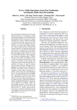 PASTA: Table-Operations Aware Fact Verification via Sentence-Table Cloze
  Pre-training