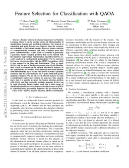 Feature Selection for Classification with QAOA