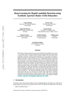 Deep Learning for Rapid Landslide Detection using Synthetic Aperture
  Radar (SAR) Datacubes