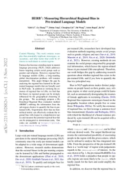 HERB: Measuring Hierarchical Regional Bias in Pre-trained Language
  Models