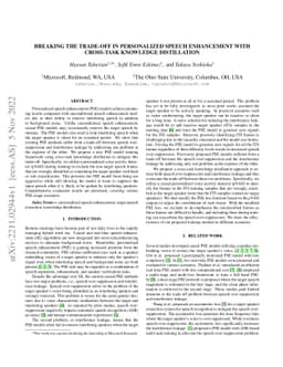 Breaking the trade-off in personalized speech enhancement with
  cross-task knowledge distillation