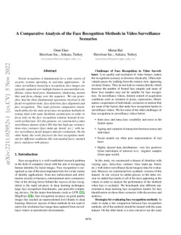A Comparative Analysis of the Face Recognition Methods in Video
  Surveillance Scenarios