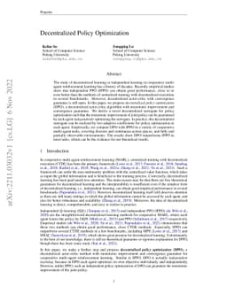 Decentralized Policy Optimization