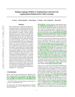 Tuning Language Models as Training Data Generators for
  Augmentation-Enhanced Few-Shot Learning