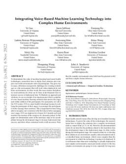 Integrating Voice-Based Machine Learning Technology into Complex Home
  Environments
