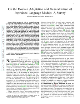 On the Domain Adaptation and Generalization of Pretrained Language
  Models: A Survey