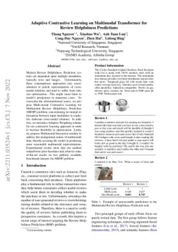 Adaptive Contrastive Learning on Multimodal Transformer for Review
  Helpfulness Predictions