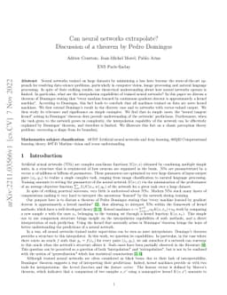 Can neural networks extrapolate? Discussion of a theorem by Pedro
  Domingos