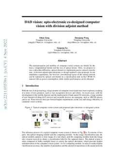DAD vision: opto-electronic co-designed computer vision with division
  adjoint method