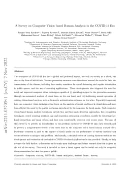 A Survey on Computer Vision based Human Analysis in the COVID-19 Era
