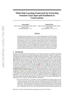 Multi-Task Learning Framework for Extracting Emotion Cause Span and
  Entailment in Conversations