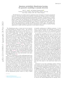 Quantum-probabilistic Hamiltonian learning for generative modelling &
  anomaly detection