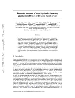 Posterior samples of source galaxies in strong gravitational lenses with
  score-based priors