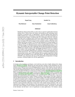 Dynamic Interpretable Change Point Detection