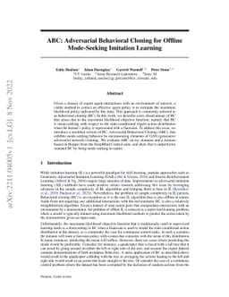ABC: Adversarial Behavioral Cloning for Offline Mode-Seeking Imitation
  Learning