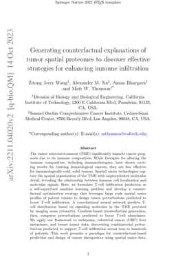 Generating counterfactual explanations of tumor spatial proteomes to
  discover effective strategies for enhancing immune infiltration