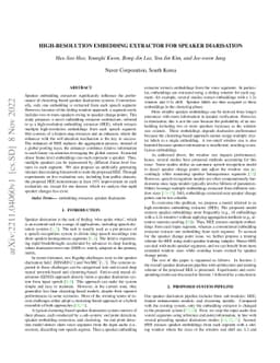 High-resolution embedding extractor for speaker diarisation